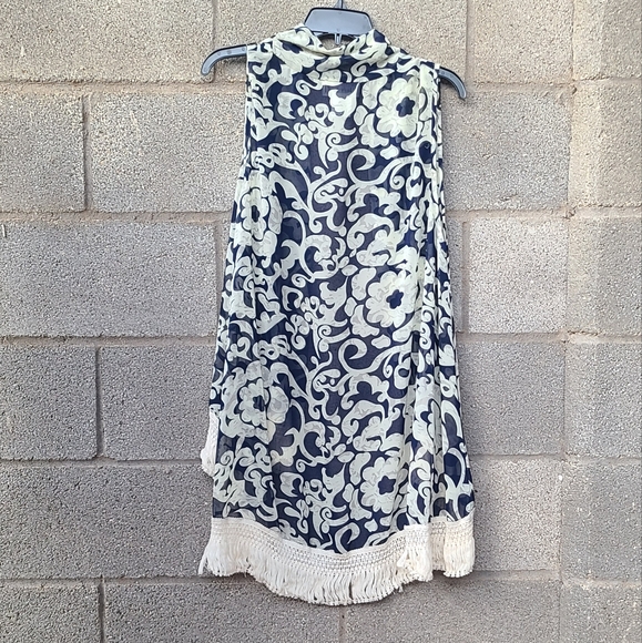Lady Noiz Damask Floral Chiffon Fringe Kimono Size L - Picture 4 of 4